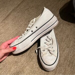 Low-Top White Platform Converse